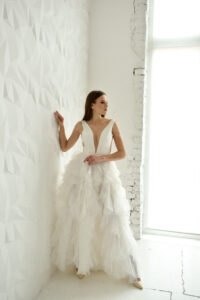 textured cloth wedding dress